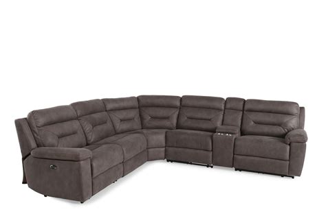 Six-Piece Microfiber 168" Power Reclining Sectional in Gray | Mathis ...