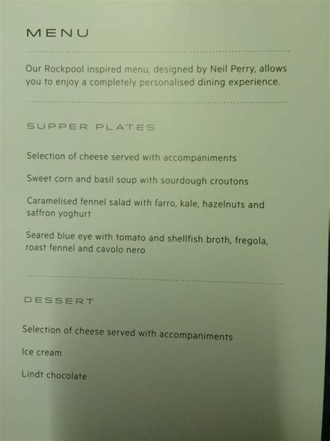 Qantas Business Class - 737 Food Menu - InsideFlyer