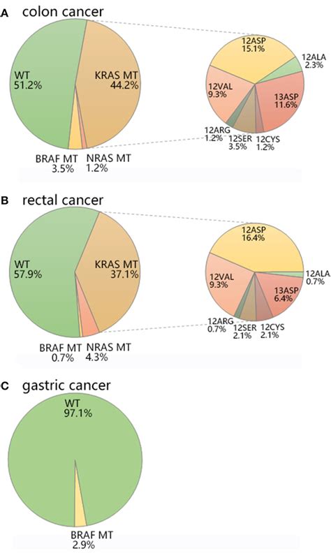 The mutation distribution of KRAS/NRAS/BRAF in (A) colon cancer, (B)... | Download Scientific ...