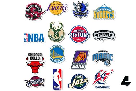 32 NBA basketball stickers (30 team logos + 2 NBA logos)