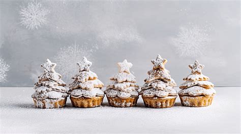 Christmas Homemade Mince Pies In Form Of Christmas Tree On White Cement ...