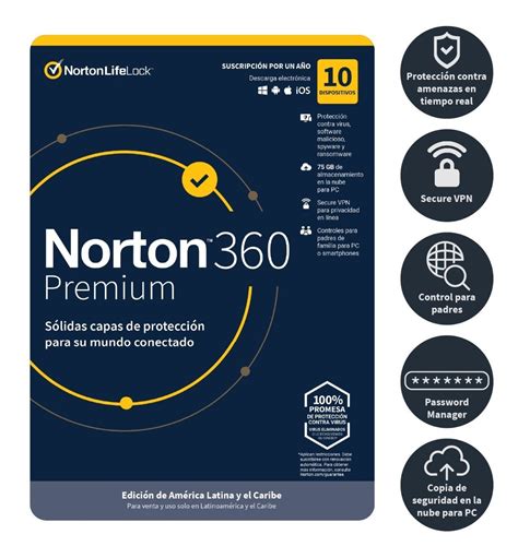 Norton 360 Deluxe 75gb 10 Dispositivos 1 Año | Meses sin intereses