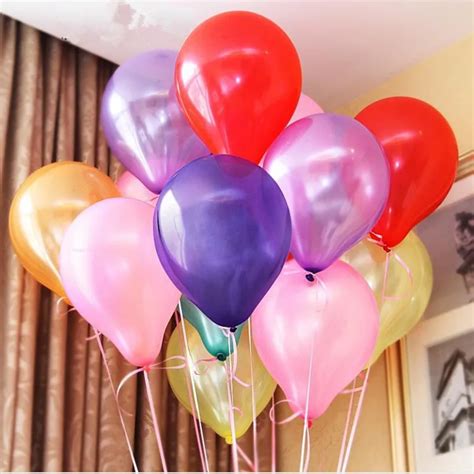 100 Pcs / lot 10 inches Latex Balloon Helium Thickening Round Balloon 9 Color Pearl Balloon ...