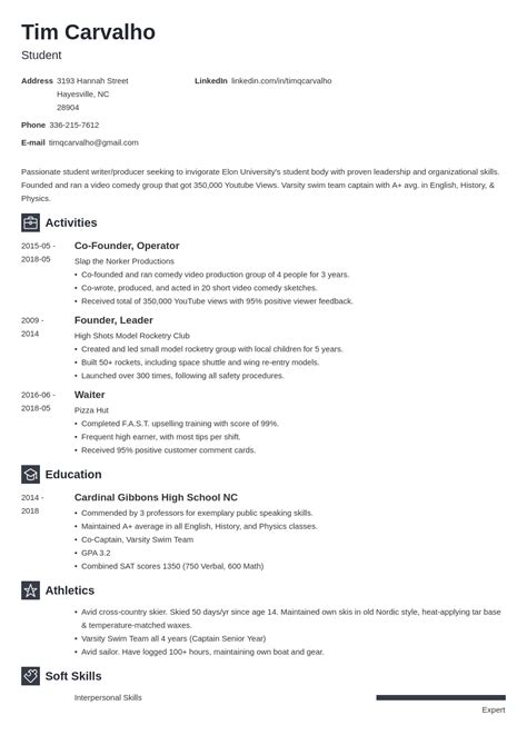 College Resume Template for High School Students (2021)