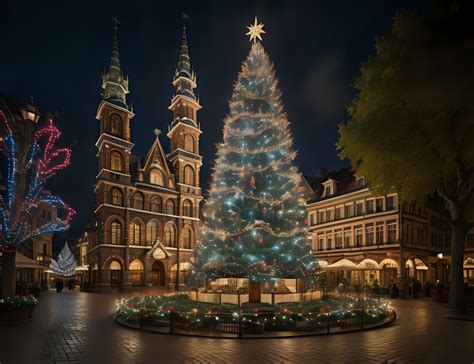 Christmas Tree Town Square Free Stock Photo - Public Domain Pictures