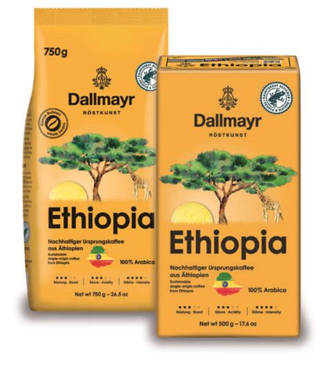 Dallmayr Ethiopia in neuer Verpackung: 500g gemahlen & 750g Ganze Bohne ...