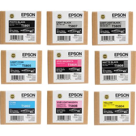 Epson Stylus Pro 3880 Color Ink Set 9 Cartridges Inkjet Cartridges ...