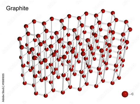 Isolated 3D model of a crystal lattice of graphite Stock Illustration | Adobe Stock