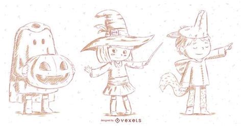 Halloween Hand Drawn Character Set Vector Download