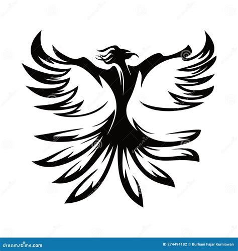 Red Phoenix Silhouette Logo Design Vector Illustration | CartoonDealer ...