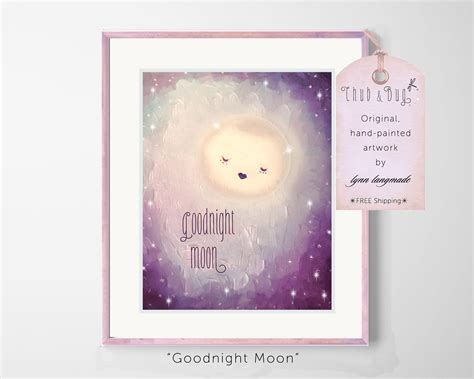 Moon and Stars Nursery Print - Goodnight Moon Painting, Purple — Chub and Bug Illustration ...