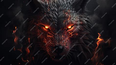 Premium AI Image | portrait of a black wolf in anger grin open mouth ...