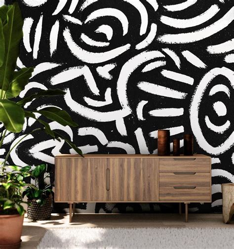 Abstract black and white painting mural – Artofit