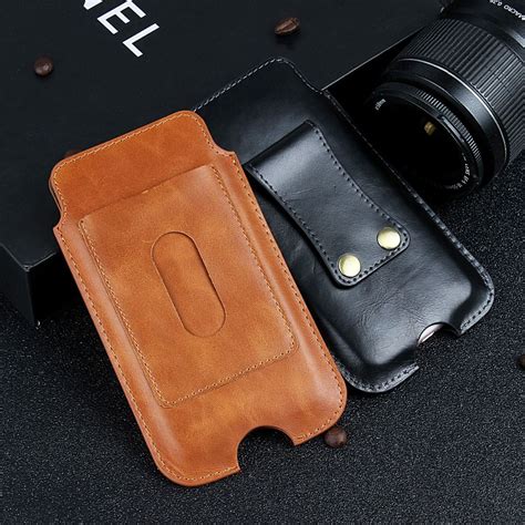 Universal Cell Phone Belt Sleeve Cover Case Genuine Leather Waist Bag ...