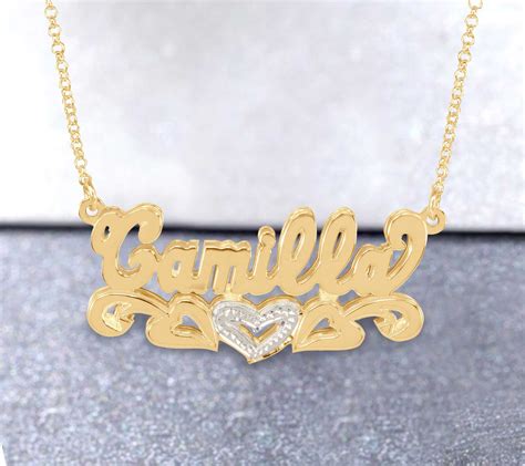 Heights Jewelers - Personalized Double 3D Bling Name Necklace in 14K Gold-Plated Sterling Silver ...