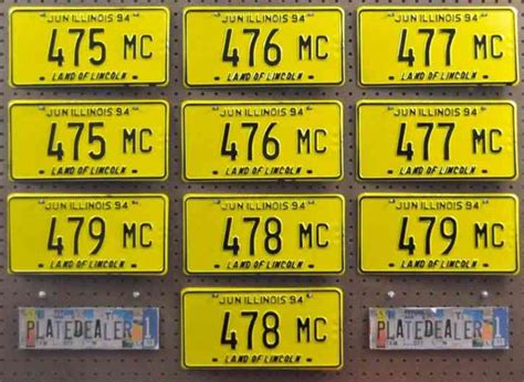 10 ILLINOIS Bright Yellow License Plates Crafts Tags