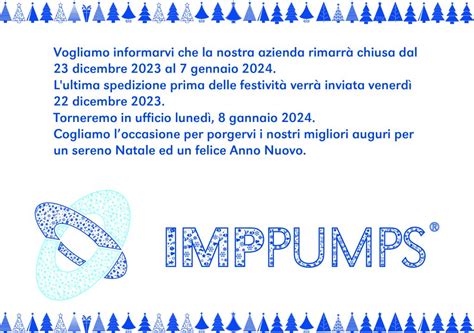 Vacanze di Natale 2023 - IMP Pumps