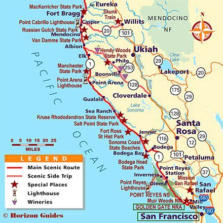 Northern California Coast Map | Color 2018