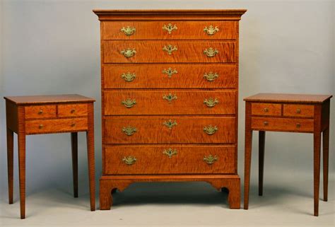 Tiger Maple Chest and Nightstands | Antique reproduction furniture, Furniture maker, Handmade ...