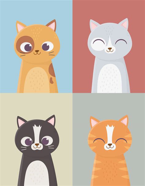 Four cats card 1236826 Vector Art at Vecteezy