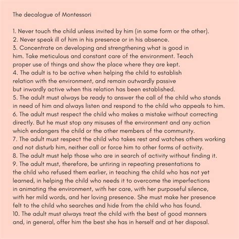 The Decalogue of Montessori (With images) | Montessori, Teacher, Teaching