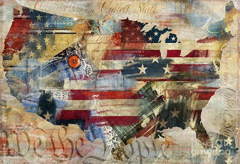 We The People Map America Painting by Mindy Sommers