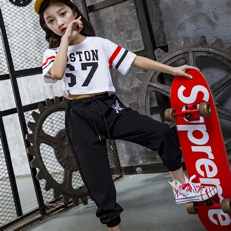 Children Hip Hop Clothing Girl Summer 2018 New Arrival Kids Street Dance Clothes Sets Teenage ...