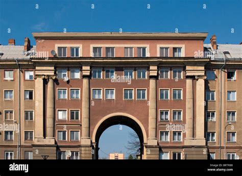 Apartment Building with Arch in 1950s Socialist Realism Architecture Style, Hlavni trida, Poruba ...