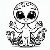 Alien With Tentacles 🌀 Coloring Page sketch template
