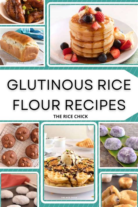 the cover of glutinoous rice flour recipes, with pictures of different types of food