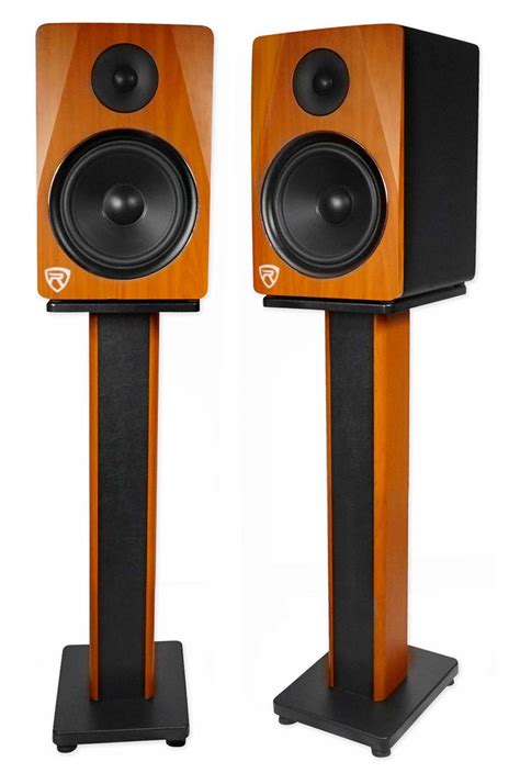 Rockville RHT28C 28" 2-Tone Bookshelf Speaker Stands Surround Sound ...