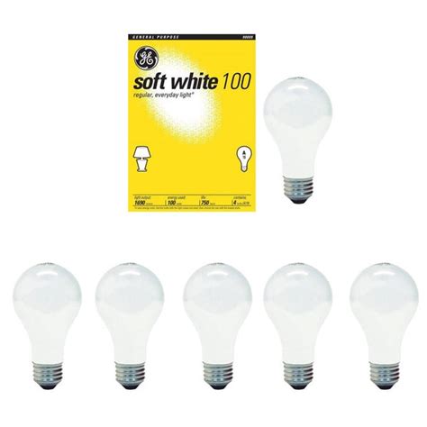 Shop GE 41036 100-Watt A19 Soft White Light Bulbs (Set of 6) - Free ...