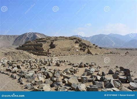 Ruins of a Pyramid in Caral, Peru Stock Photo - Image of trekking ...