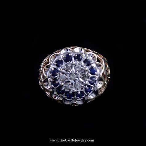 Men’s Sapphire & Diamond Kentucky Cluster Ring in 10K Yellow Gold | Cluster ring, Sapphire ...