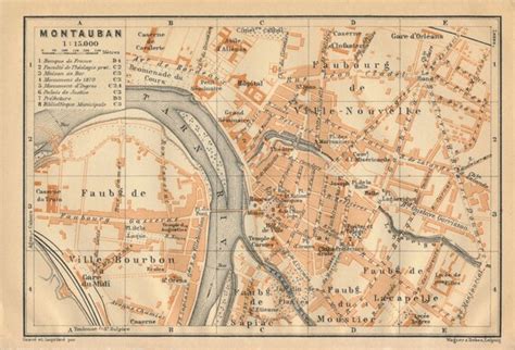 1914 Antique Map of Montauban France | Etsy