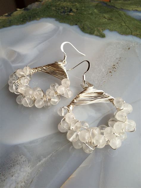 White Quartz Crystal Earrings. Perfect for a bride or that summer white party!!! Hammered hand ...