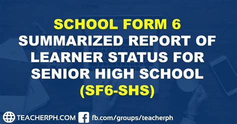 School Form 6 Summarized Report of Learner Status for Senior High ...