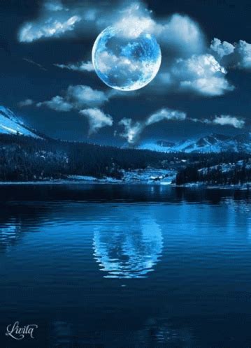 Moon Reflection GIF - Moon Reflection Lake - Discover & Share GIFs