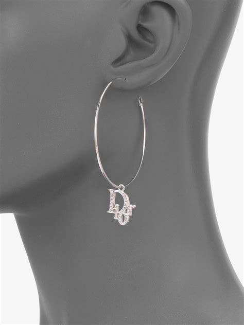 Dior Logo Hoop Earrings in Metallic | Lyst