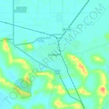 Suratgarh topographic map, elevation, terrain