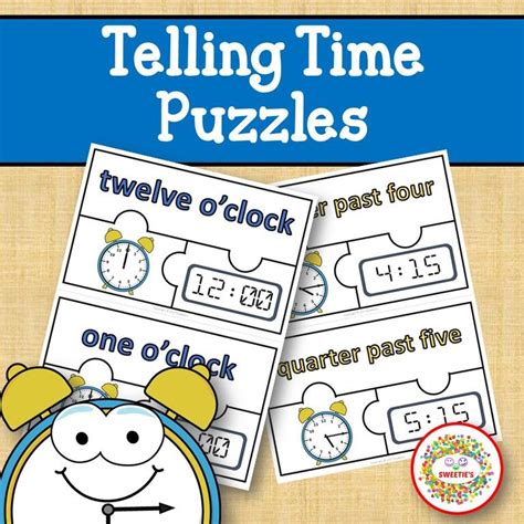 Telling Time Puzzles - 3 Pieces Per Puzzle from Sweetie's | Telling time, Math activities, Puzzles