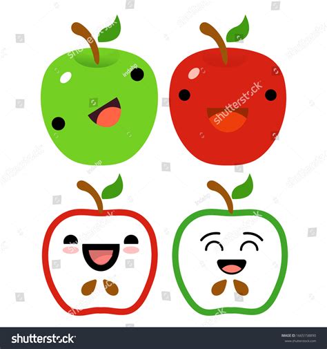 Apple Funny Happy Icon Cartoon Character Stock Vector (Royalty Free ...