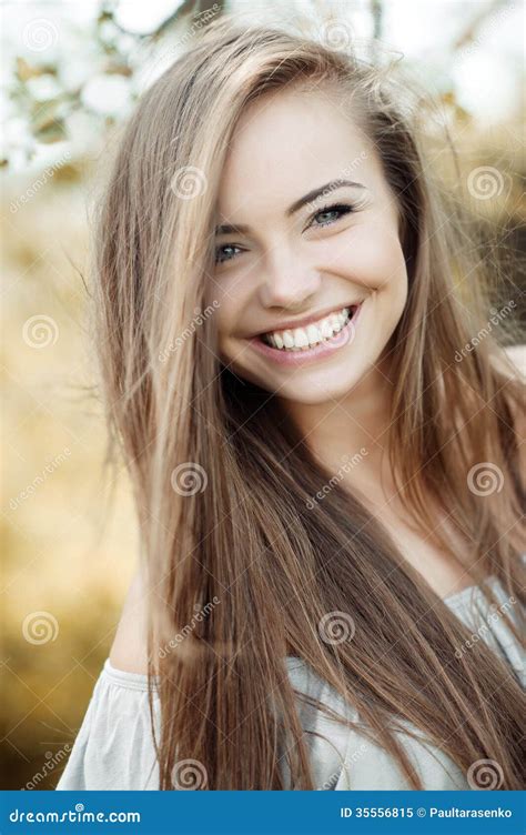 Face of a Beautiful Young Smiling Girl - Close Up Stock Image - Image ...