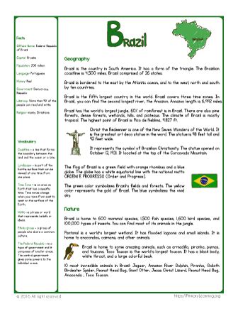 Brazil Facts for Kids | Article | PrimaryLearning.Org