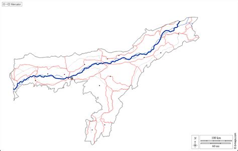 Assam free map, free blank map, free outline map, free base map outline, hydrography, main ...