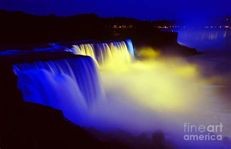 Night Falls - niagara falls at night waterfall water fall landscape Photograph by Jon Holiday ...