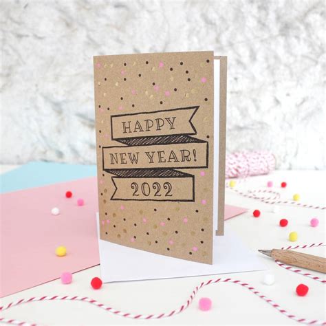 Happy New Year Card With Metallic Gold Dots By Little Silverleaf