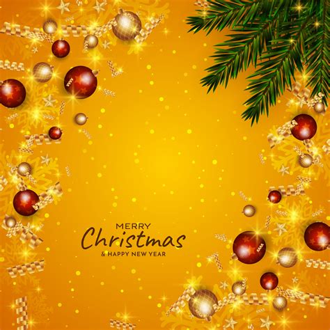 Merry Christmas festival celebration bright yellow background design ...