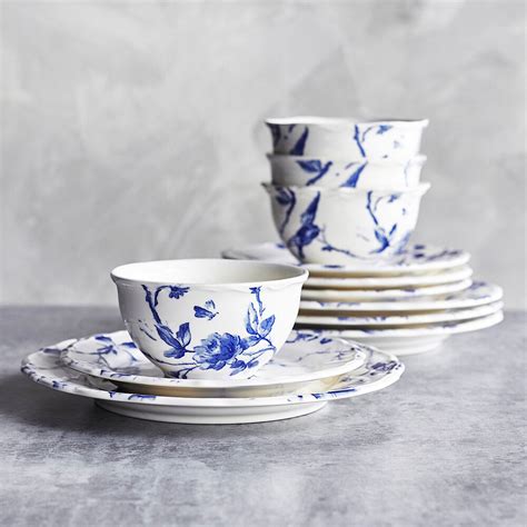 Blue Floral 12-Piece Dinnerware Set | Sur La Table