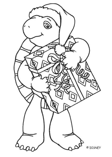 Franklin with christmas gift coloring pages - Hellokids.com